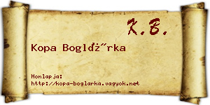 Kopa Boglárka névjegykártya